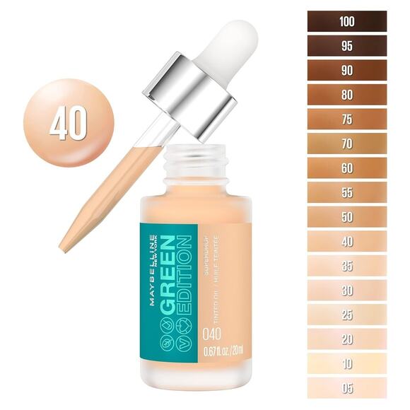 MAYBELLINE Green Edition #40 Super Drop Tinted Oil Makeup Foundation Bundle of 4 - Picture 2 of 5